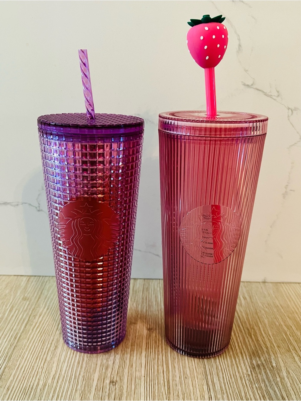 Starbucks Pink & Purple Cold Cup Tumblers - Set of 2